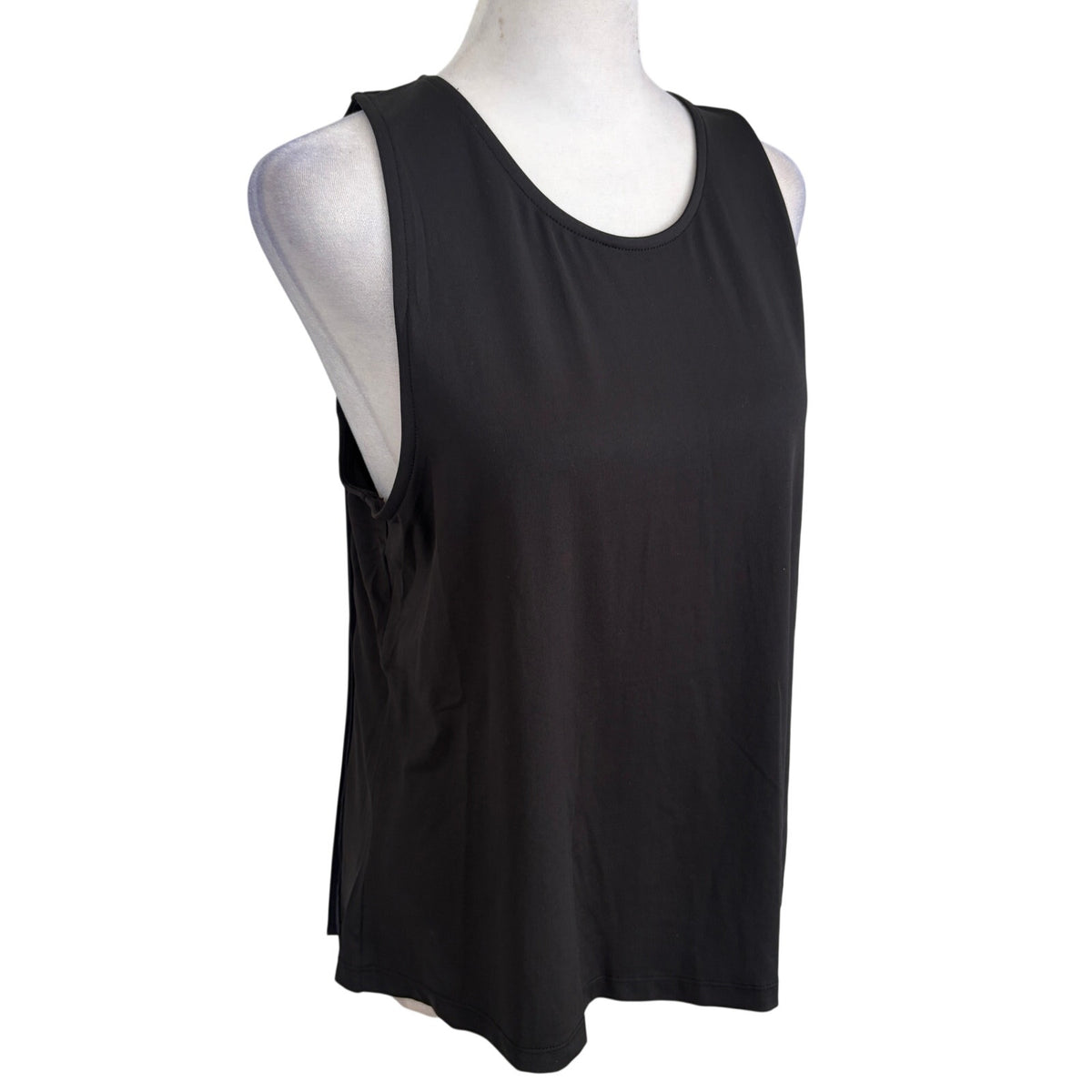 Carbon38 Black & Blue Sleeveless Tank Top Blouse Pleated Back Size Small NEW