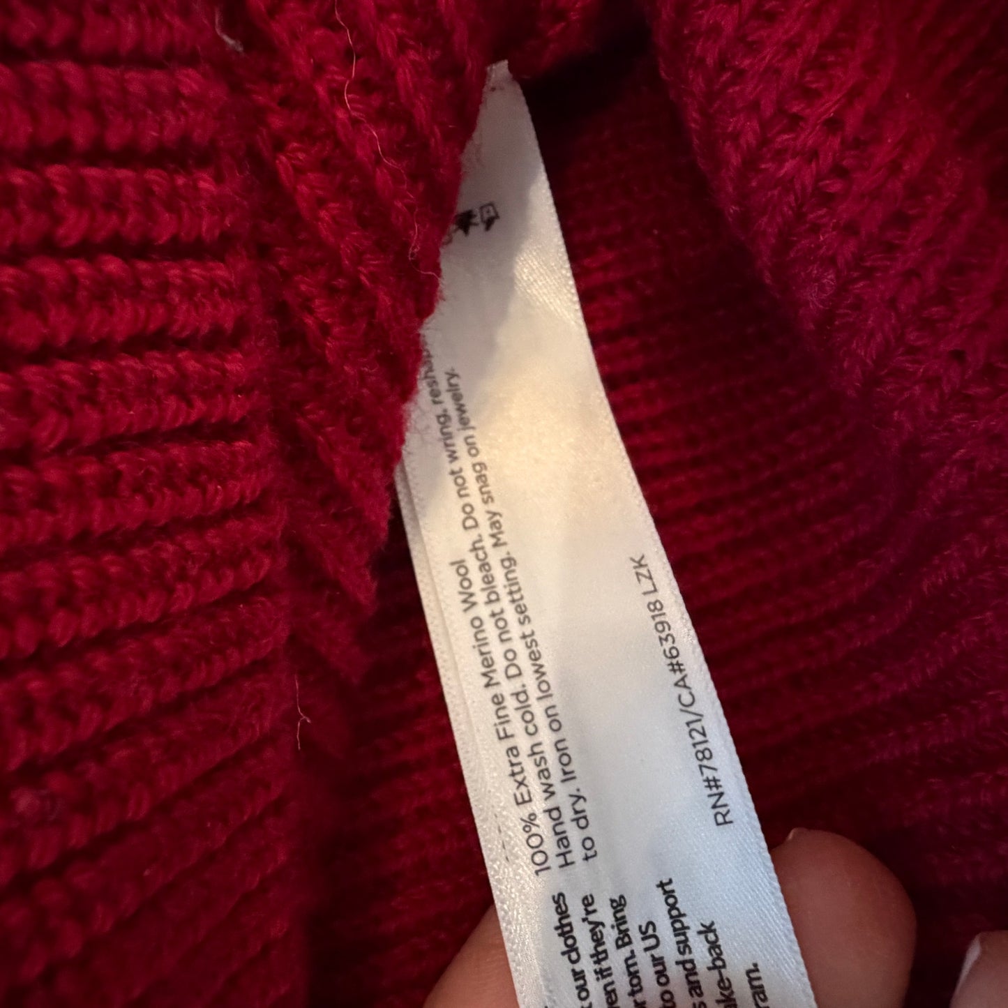 Eileen Fisher Red 100% Italian Wool Sweater Womens Size Medium
