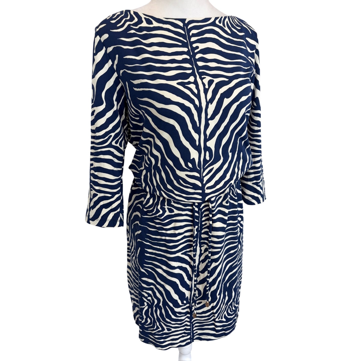 J. McLaughlin Blue, Ivory Animal Print Stretch Dress Womens Size Medium