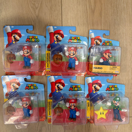 Super Mario 2021 Figures Mario, Racoon Mario, Luigi LOT of 6