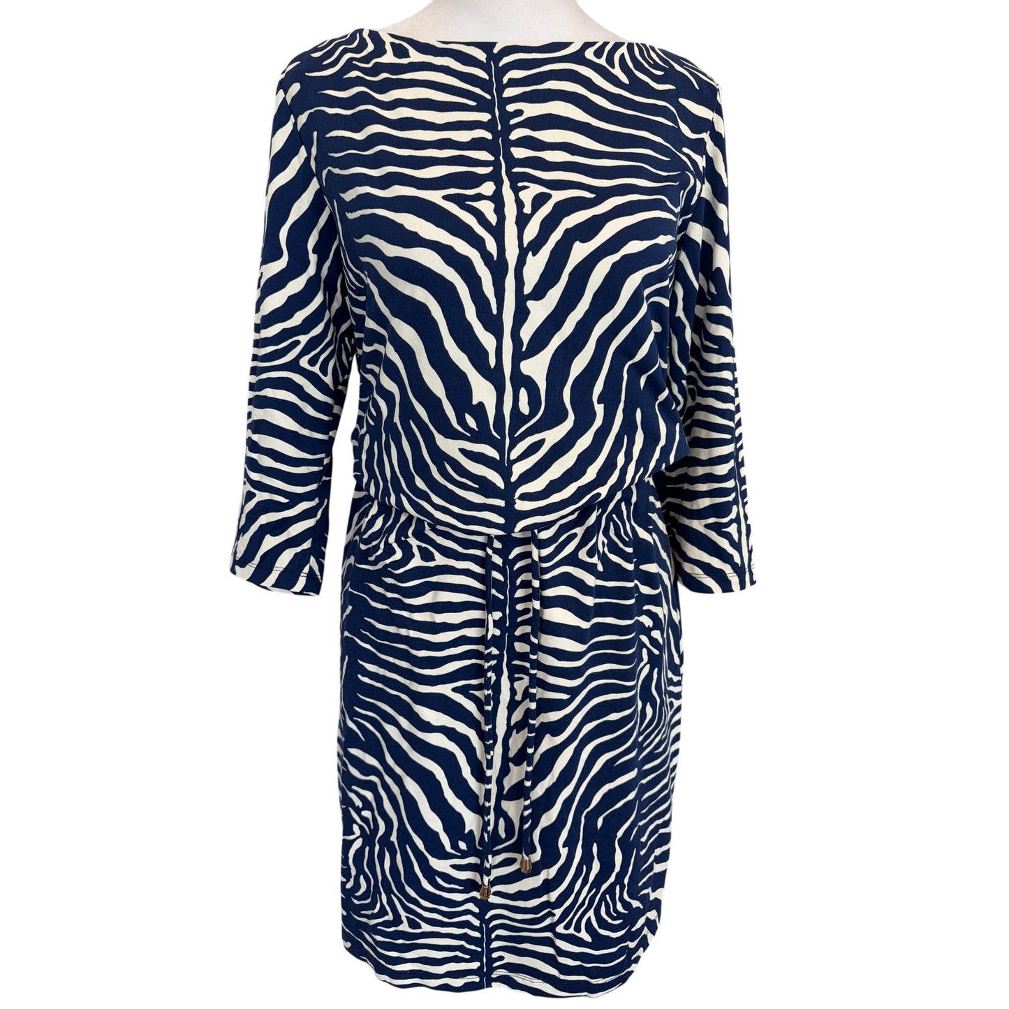J. McLaughlin Blue, Ivory Animal Print Stretch Dress Womens Size Medium