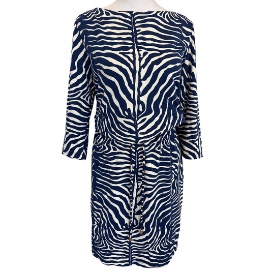 J. McLaughlin Blue, Ivory Animal Print Stretch Dress Womens Size Medium