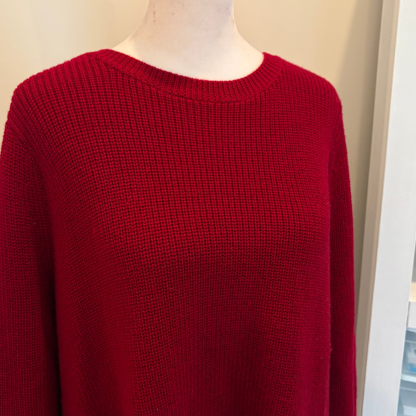 Eileen Fisher Red 100% Italian Wool Sweater Womens Size Medium
