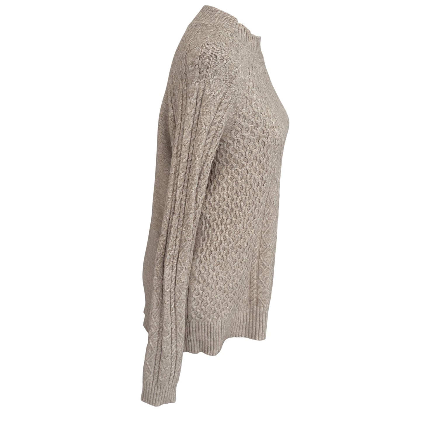 Cyrus Beige Cable Knit Mock Neck Sweater Womens Size Small NEW