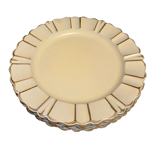 Pier 1 One Chargers (6) Polypropylene 13” Off White Gold Scalloped Edge