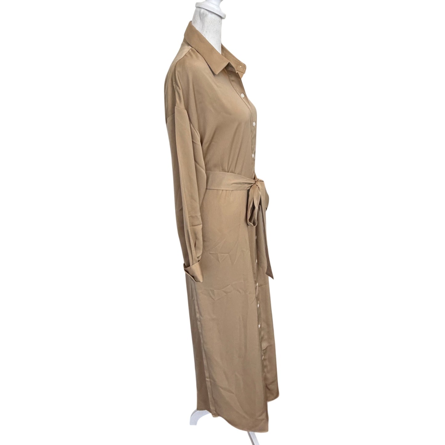 Banana Republic Taupe Long Sleeve Button Down Midi Shirt Dress Women Size Medium