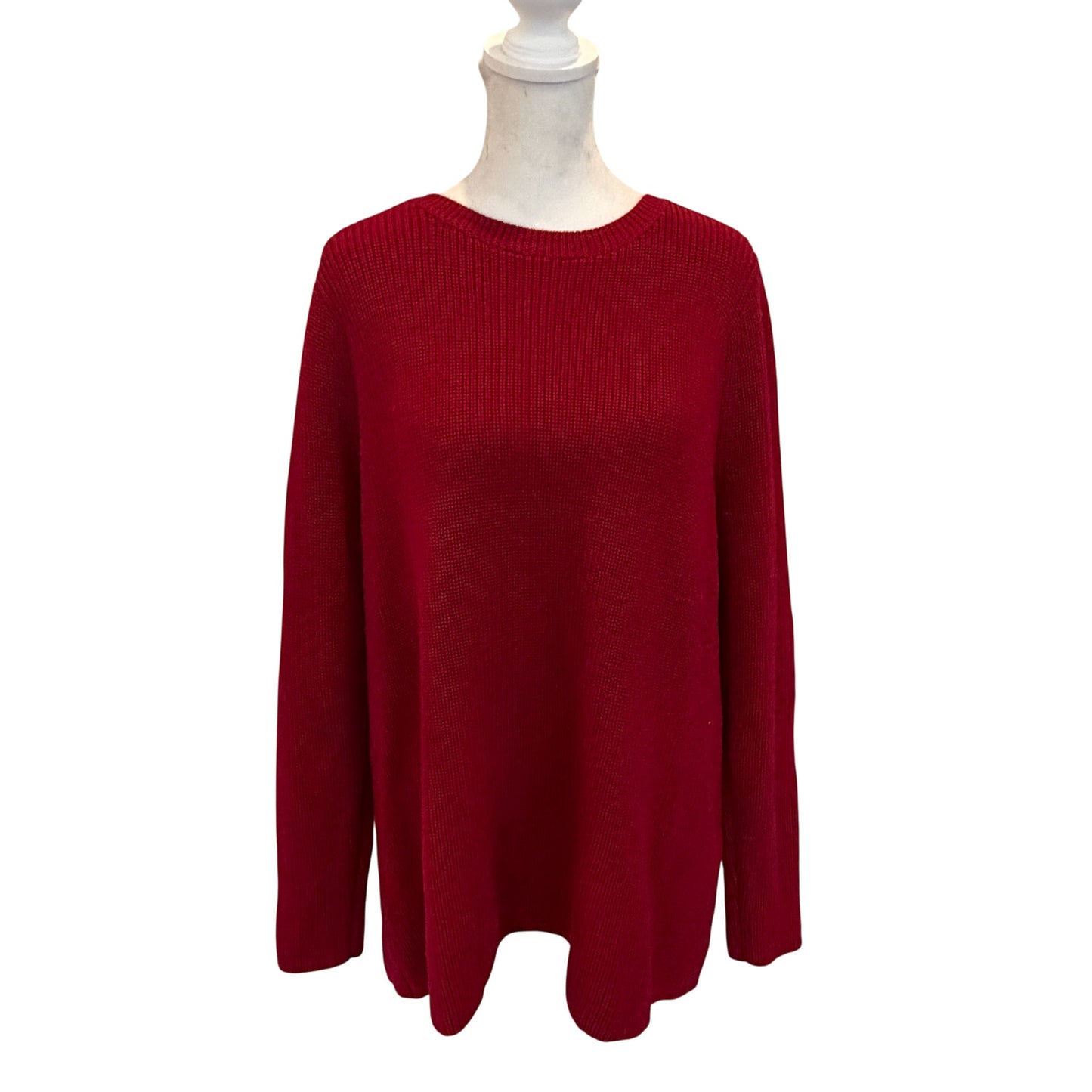 Eileen Fisher Red 100% Italian Wool Sweater Womens Size Medium