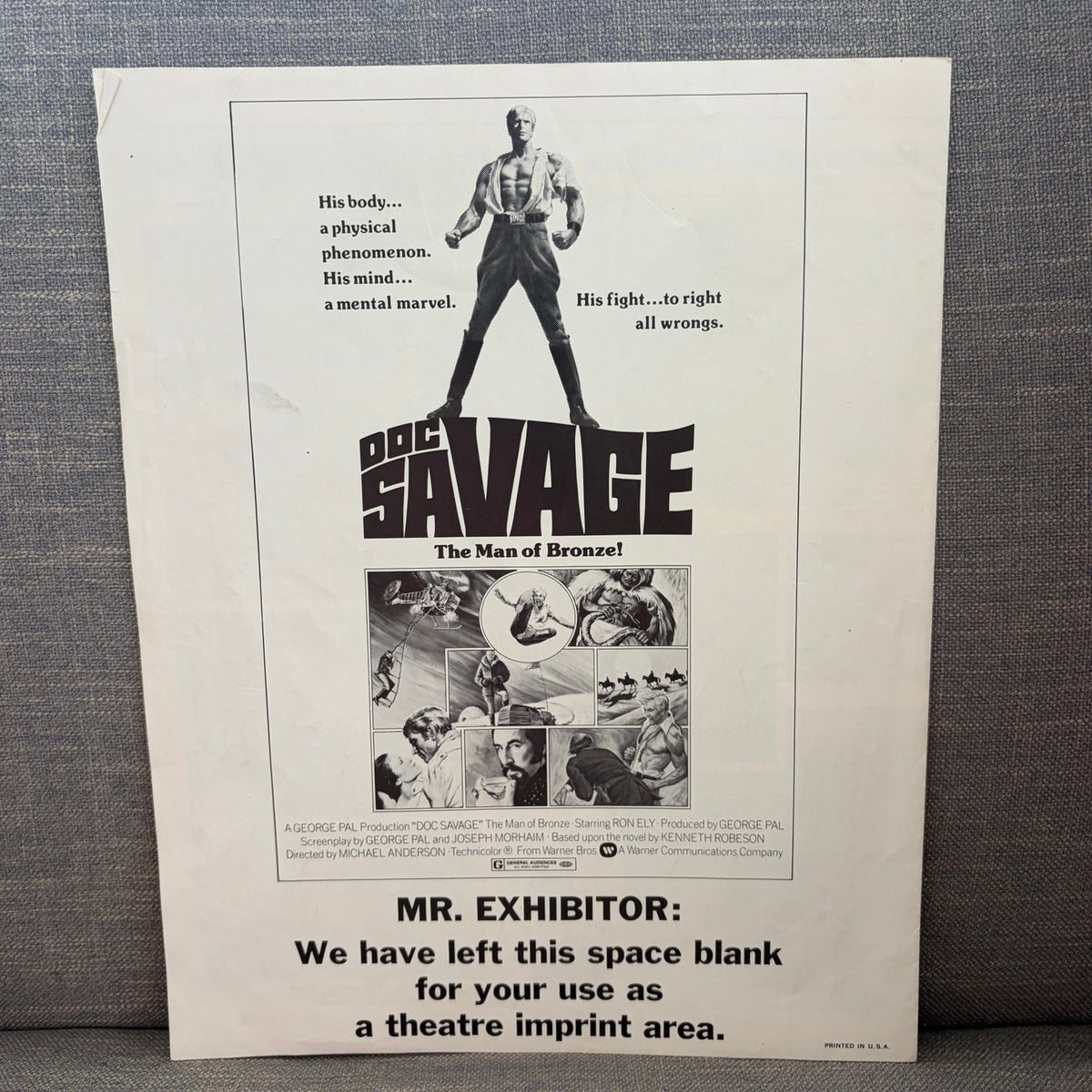 Vintage 1975 Film Promotional Newspaper Doc Savage: The Man of Bronze