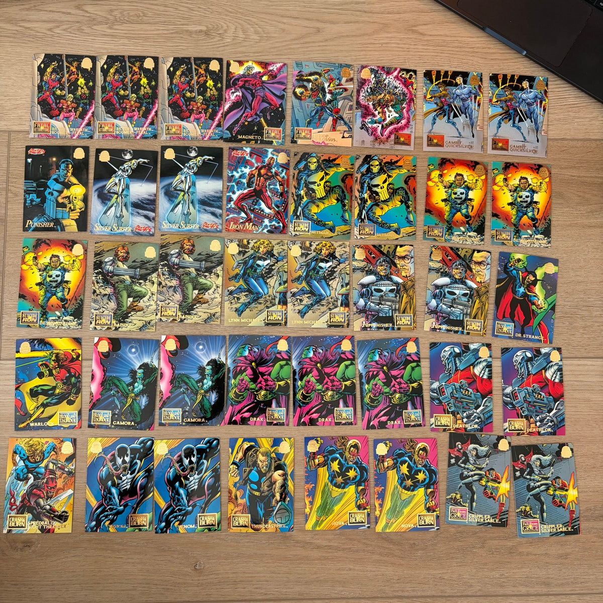 Vintage Marvel + DC Trading Cards Incomplete Sets 450+ Cards Some Dupes