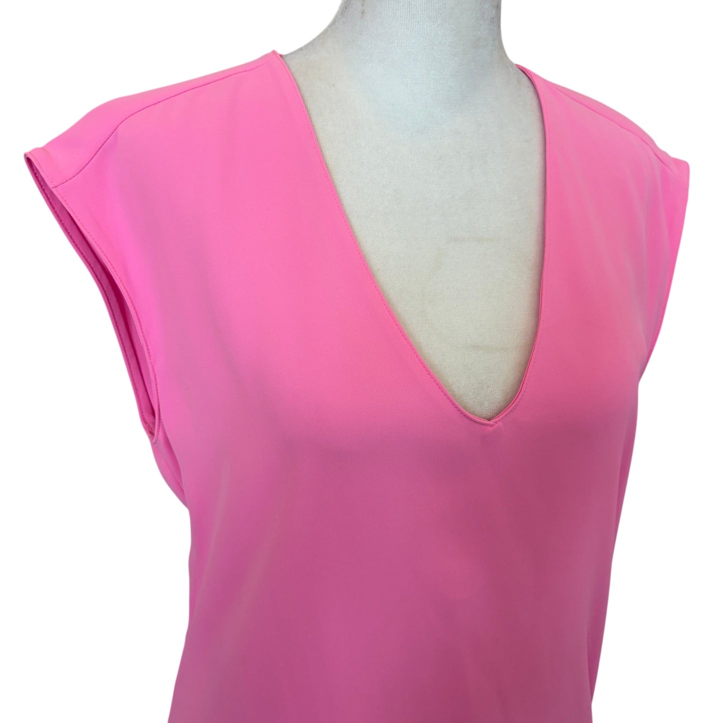 Amanda Uprichard Pink V-Neck Sleeveless Asymmetrical Top Womens Size Small