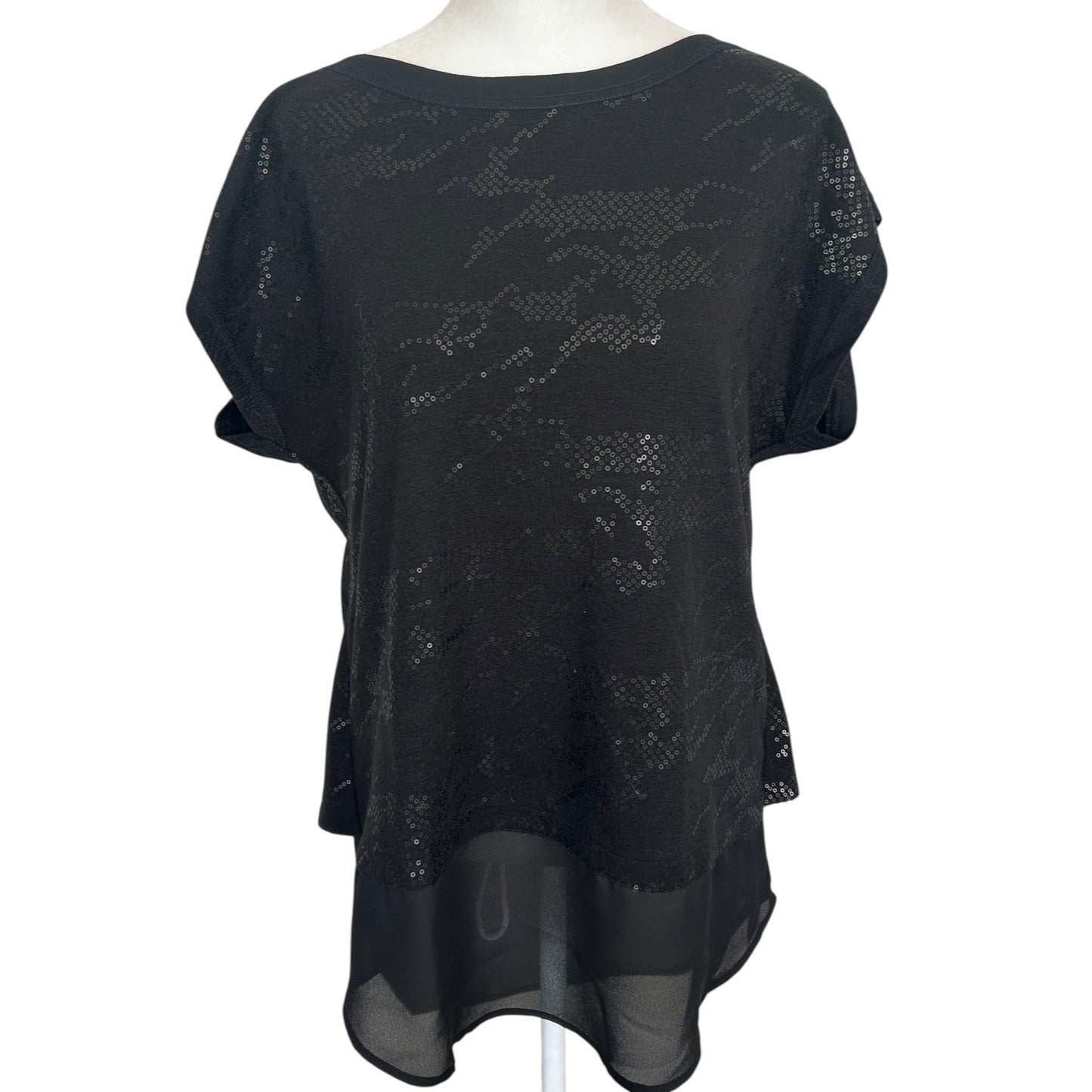 W by Worth Black Sleeveless Sequined Sweater Tunic Top Classic Womens Size Small