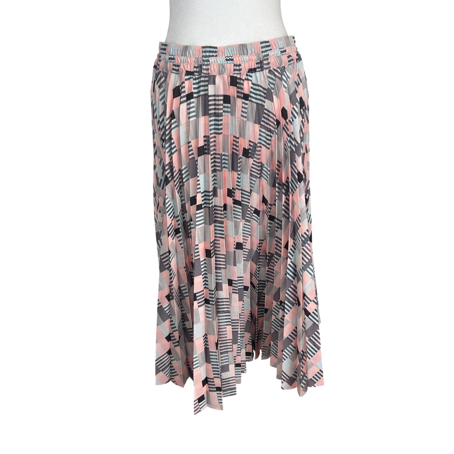 Club Monaco NWT Pleated Midi Skirt Jupe Peach, Blue, Black Womens Size Large NEW