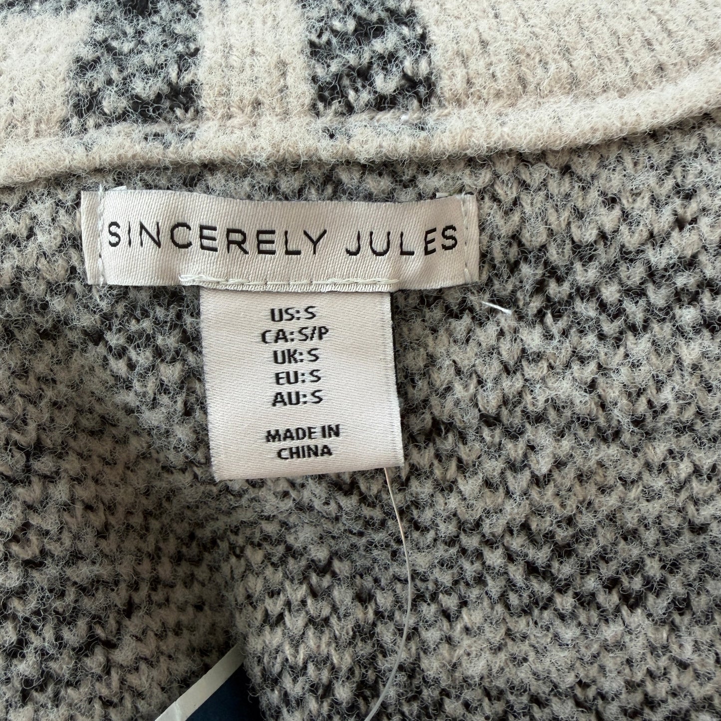 Sincerely Jules Tan and Black Plaid Long Cardigan Jacket Coat Womens Size Small