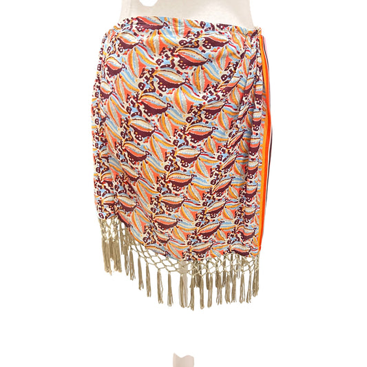 Anthropologie Multi-Color Boho Fringed Hem Mini Skirt Womens Size Large