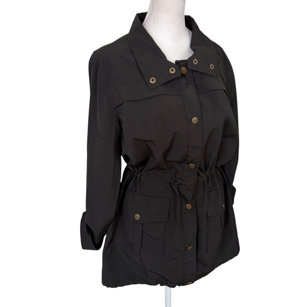 Santuary Black Cinch Waisted Rain Jacket Womens Size Small