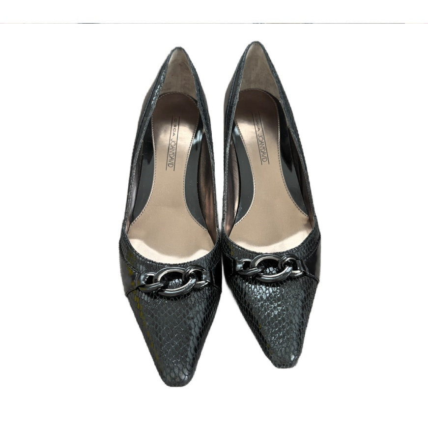 Circa Joan & David Black Snakeskin Leather Heels CJSARTADA Womens Size 8