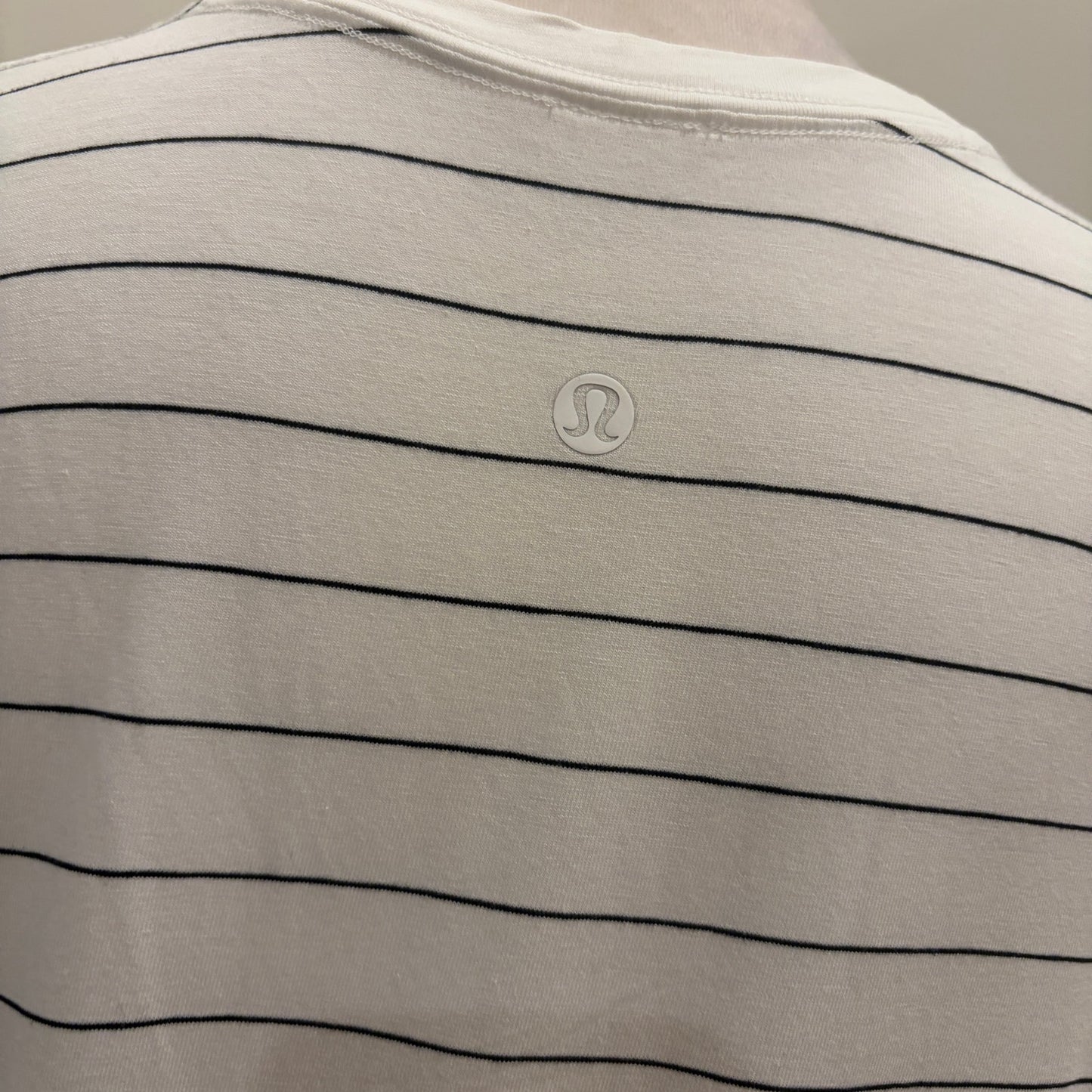 Lululemon White with Black Stripes Short Sleeve Top Women's Size 6
