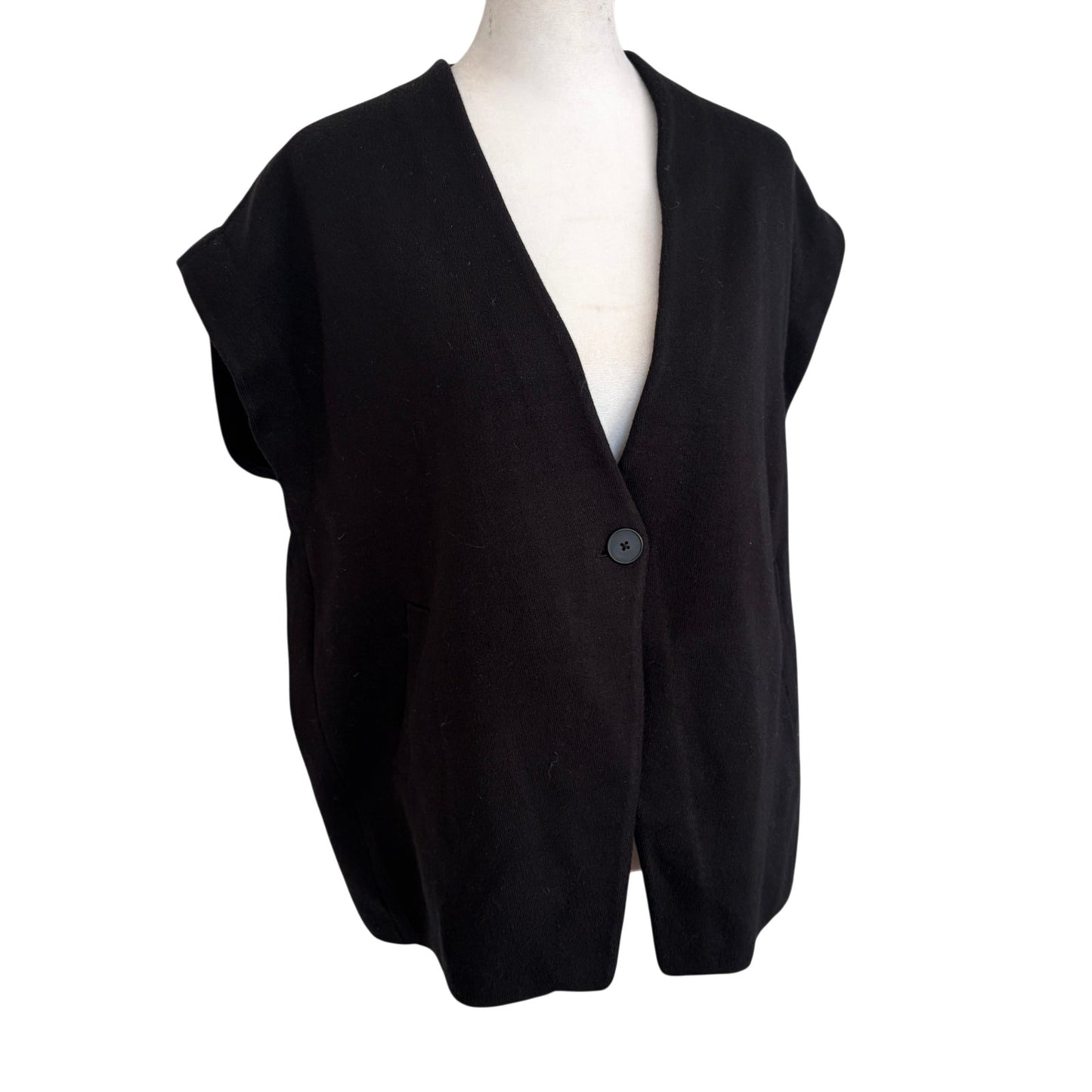 Maeve Anthropologie Black Cardigan Sweater Vest Womens Size XS