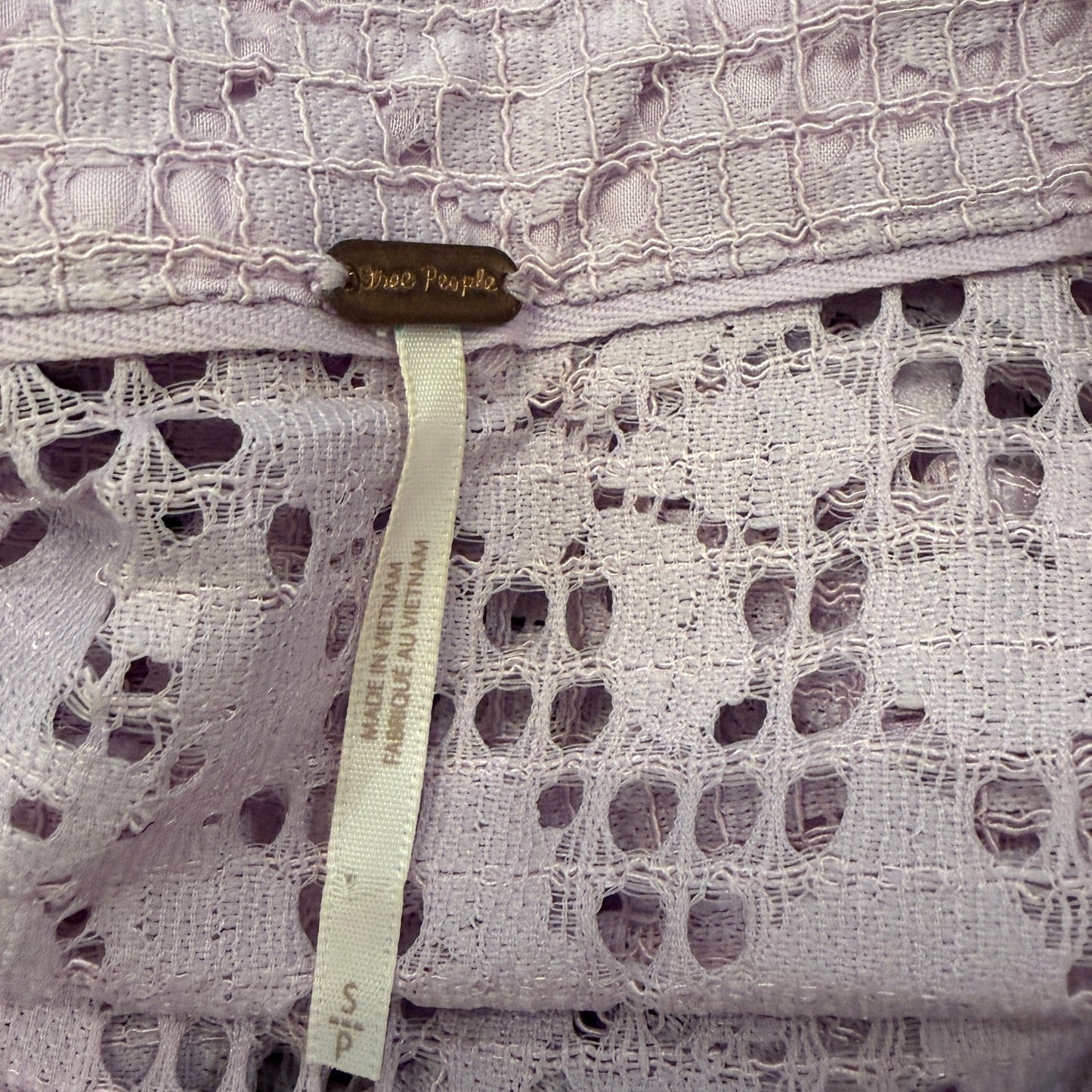 Free People Lilac Purple Button Down Crocheted Top Coverup Womens Size Small