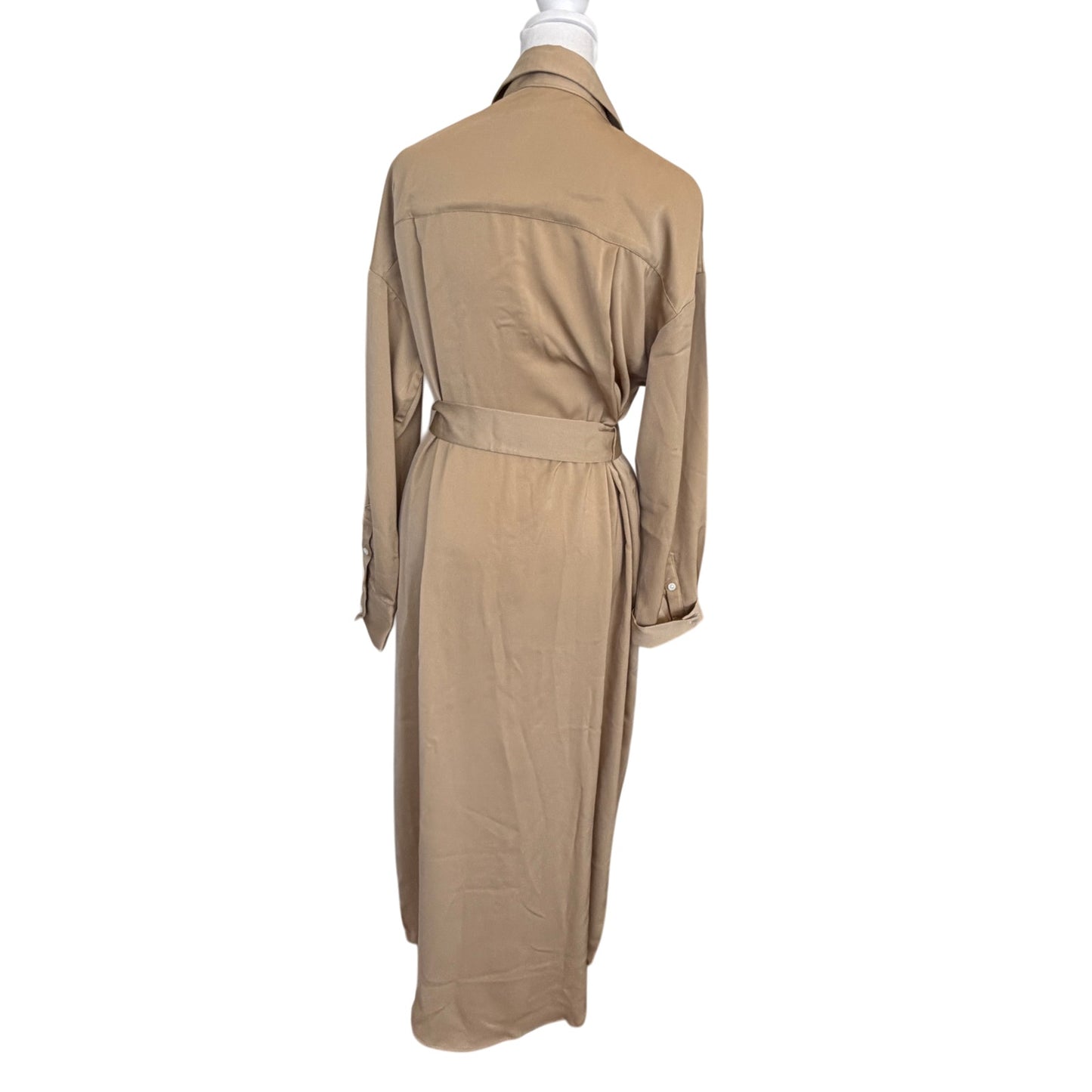 Banana Republic Taupe Long Sleeve Button Down Midi Shirt Dress Women Size Medium