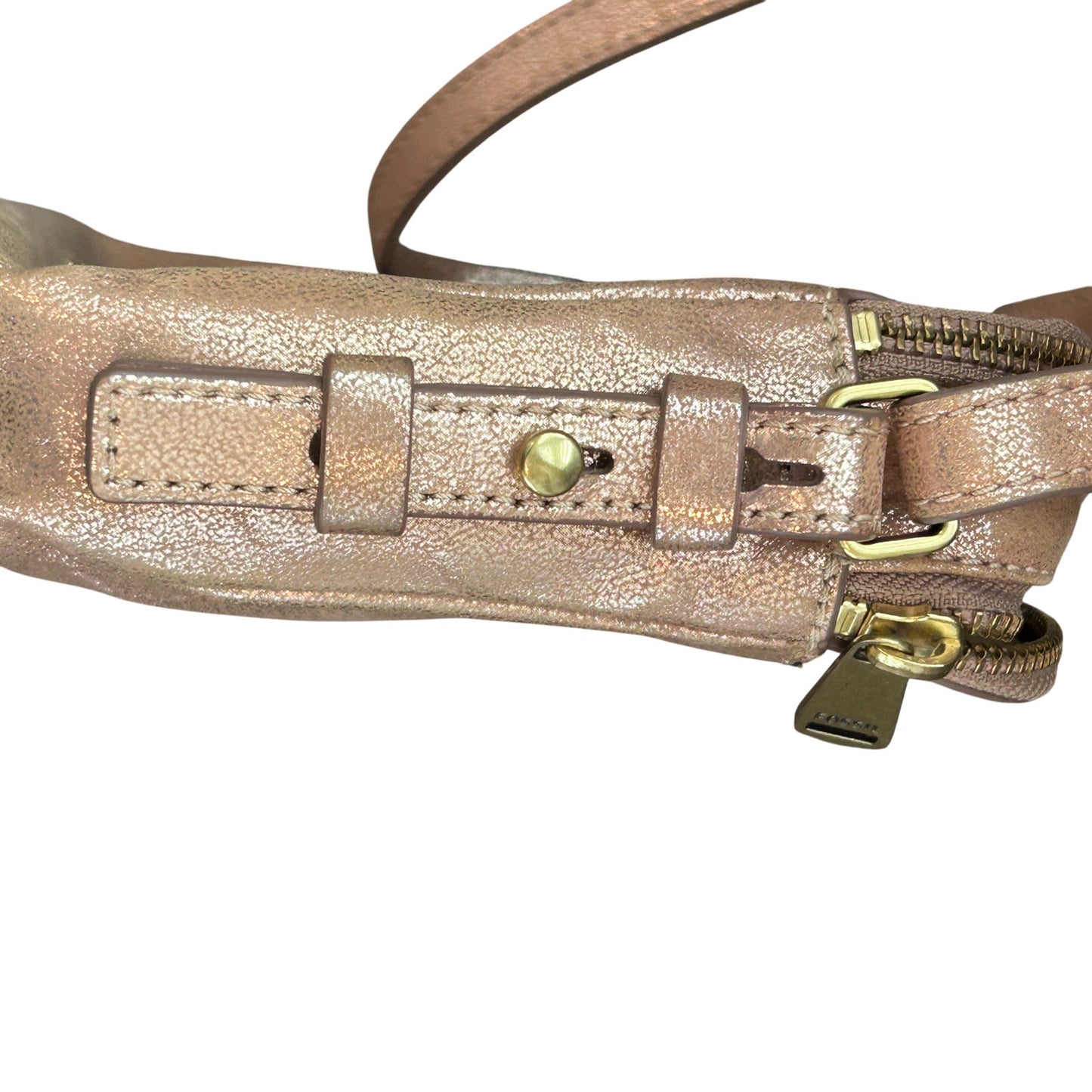 Fossil Bronze Sparkly Cow Hide Leather Crossbody Bag Handbag