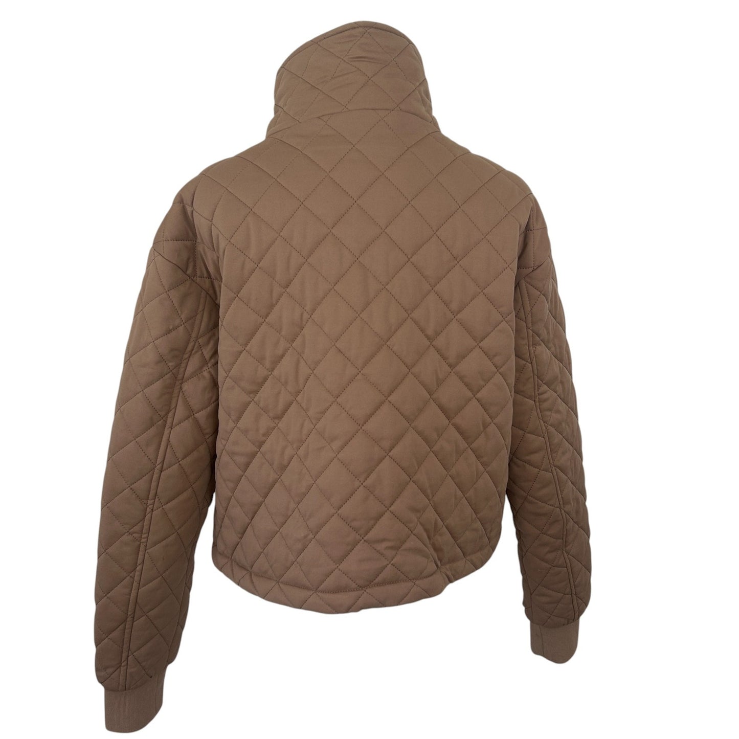 Avec Les Filles Brown Quilted Cropped Full Zip Jacket Womens Size Small