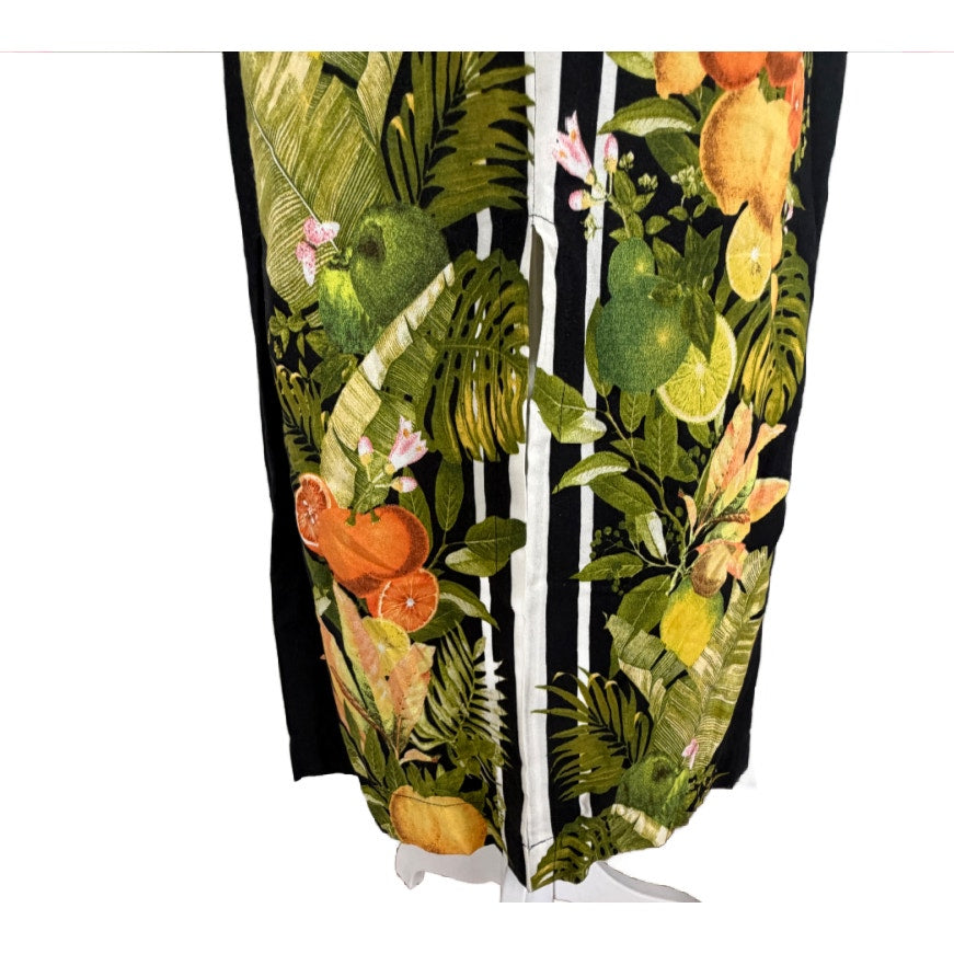 Farm Rio Black, Green Palm, Lemons, Oranges Maxi Skirt Womens Size Small