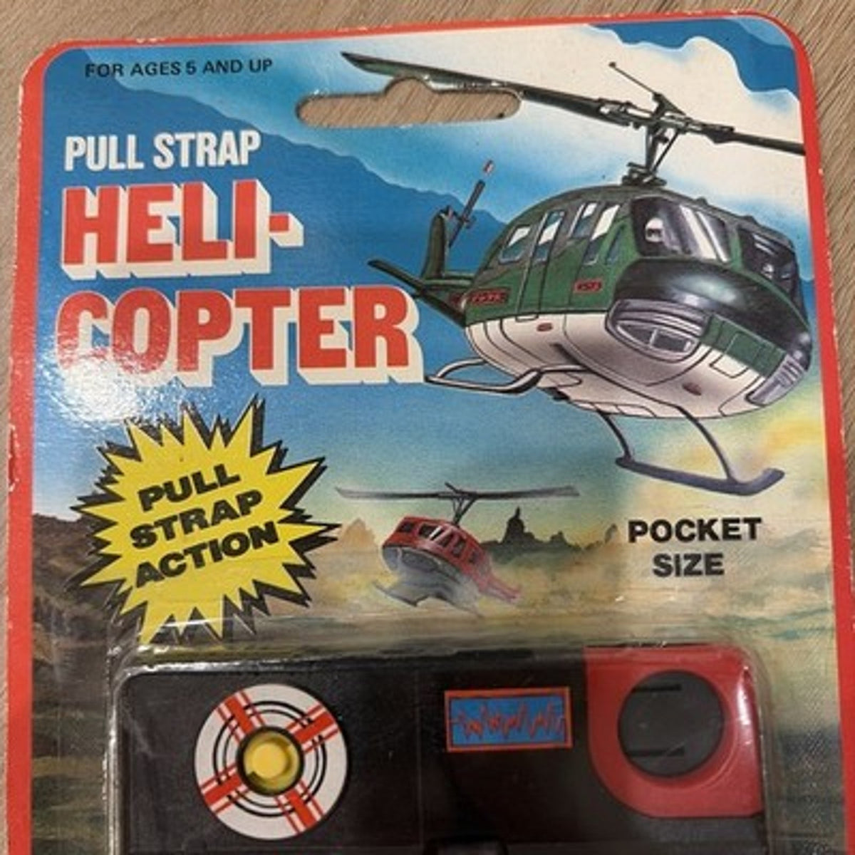 Vtg 1988 Tyco Sega Pocket Power Thunder Blade Helicopter Knock off Pull Strap