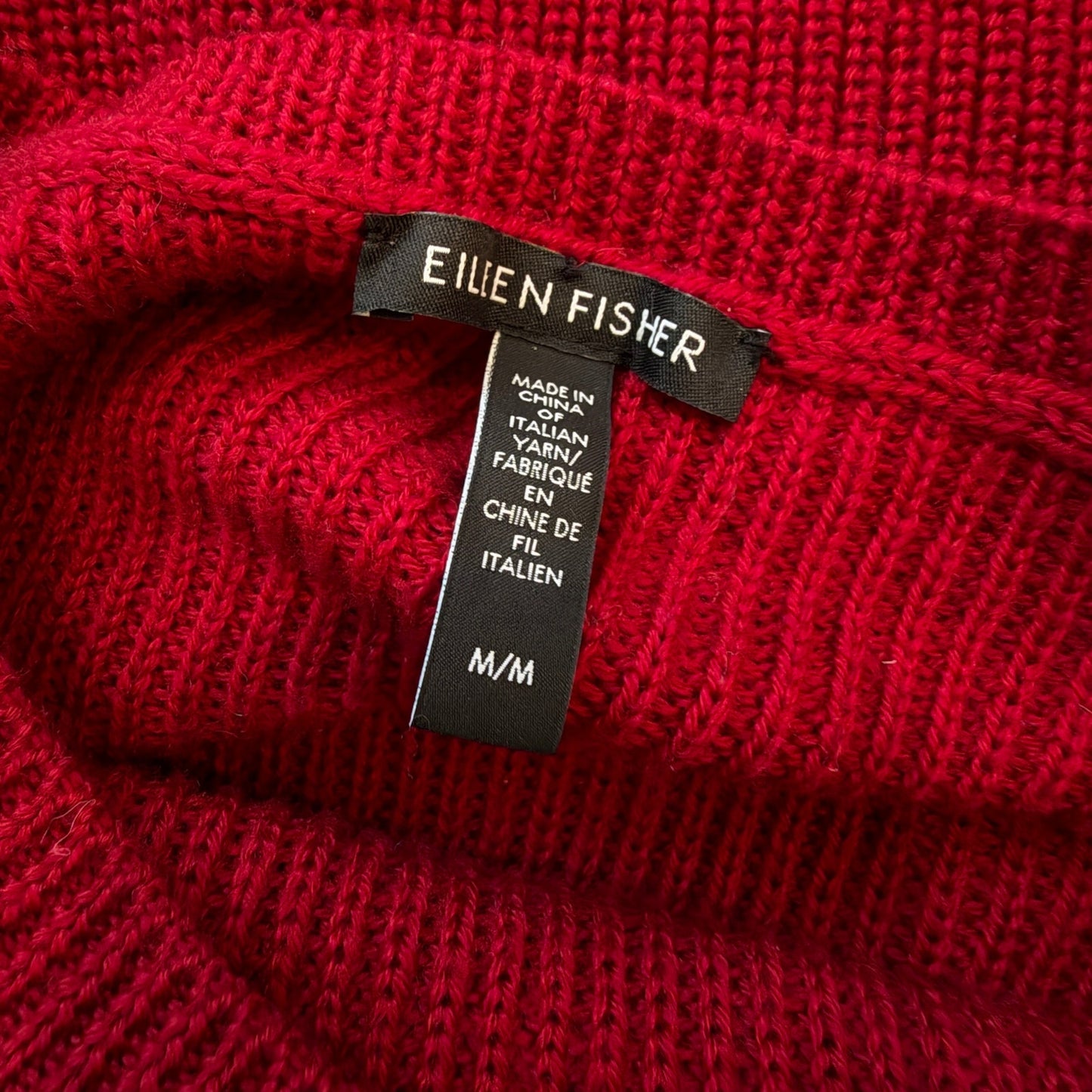 Eileen Fisher Red 100% Italian Wool Sweater Womens Size Medium