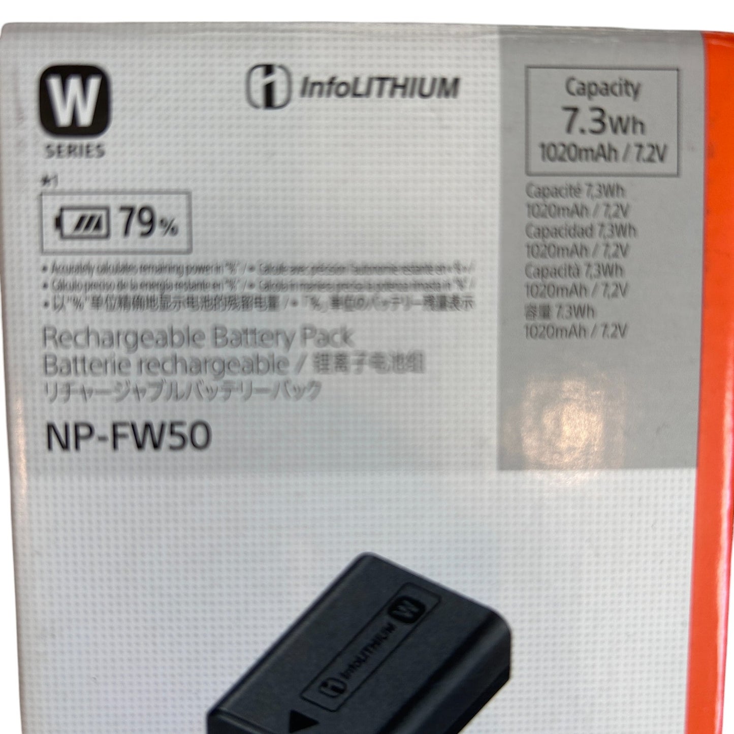Sony NP-FW50 Lithium Ion Rechargeable Battery Capacity 7.3 Wh NEW IN BOX