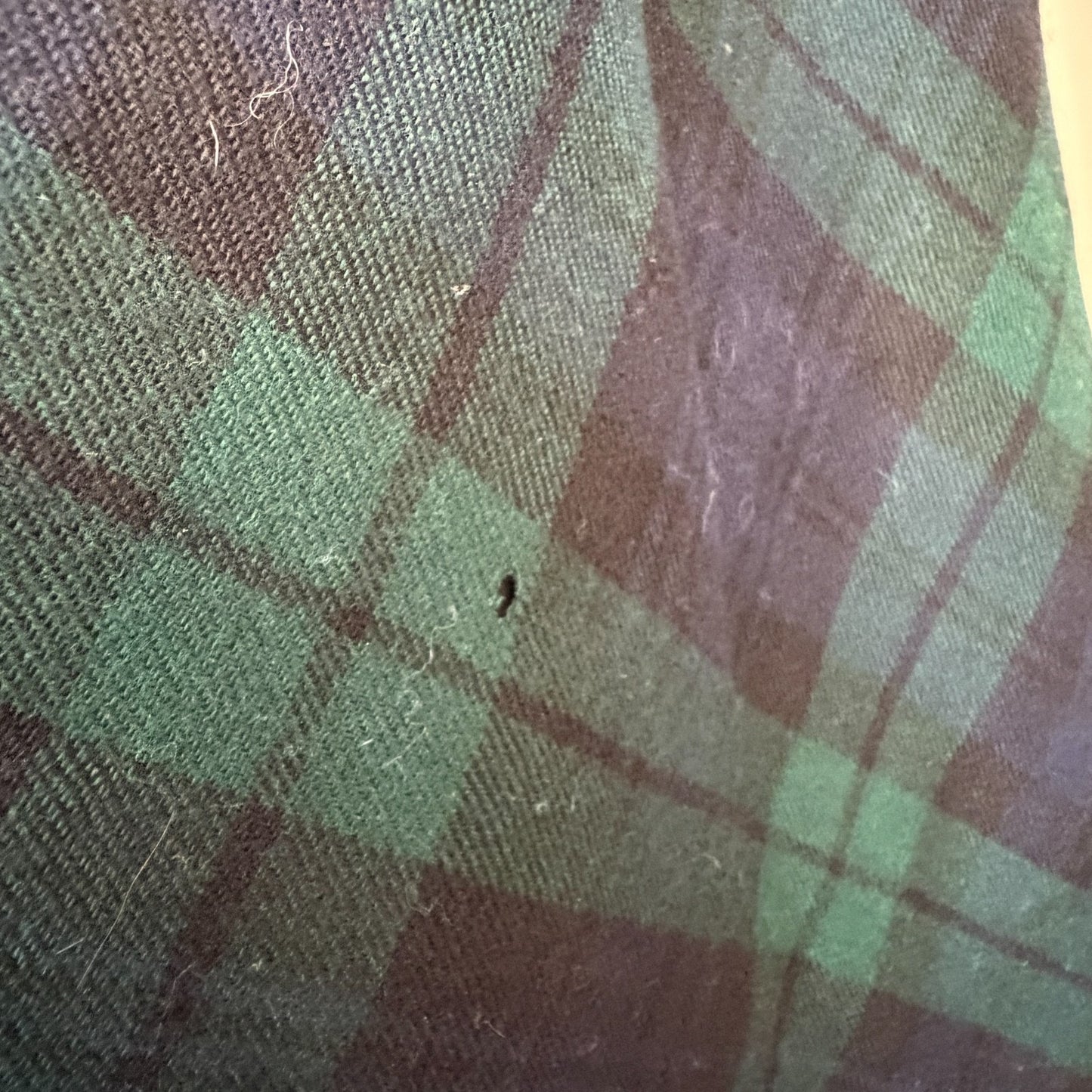 Vintage Ralph Lauren Navy Green Plaid 100% Wool Skirt Womens Size 10 *FLAW*