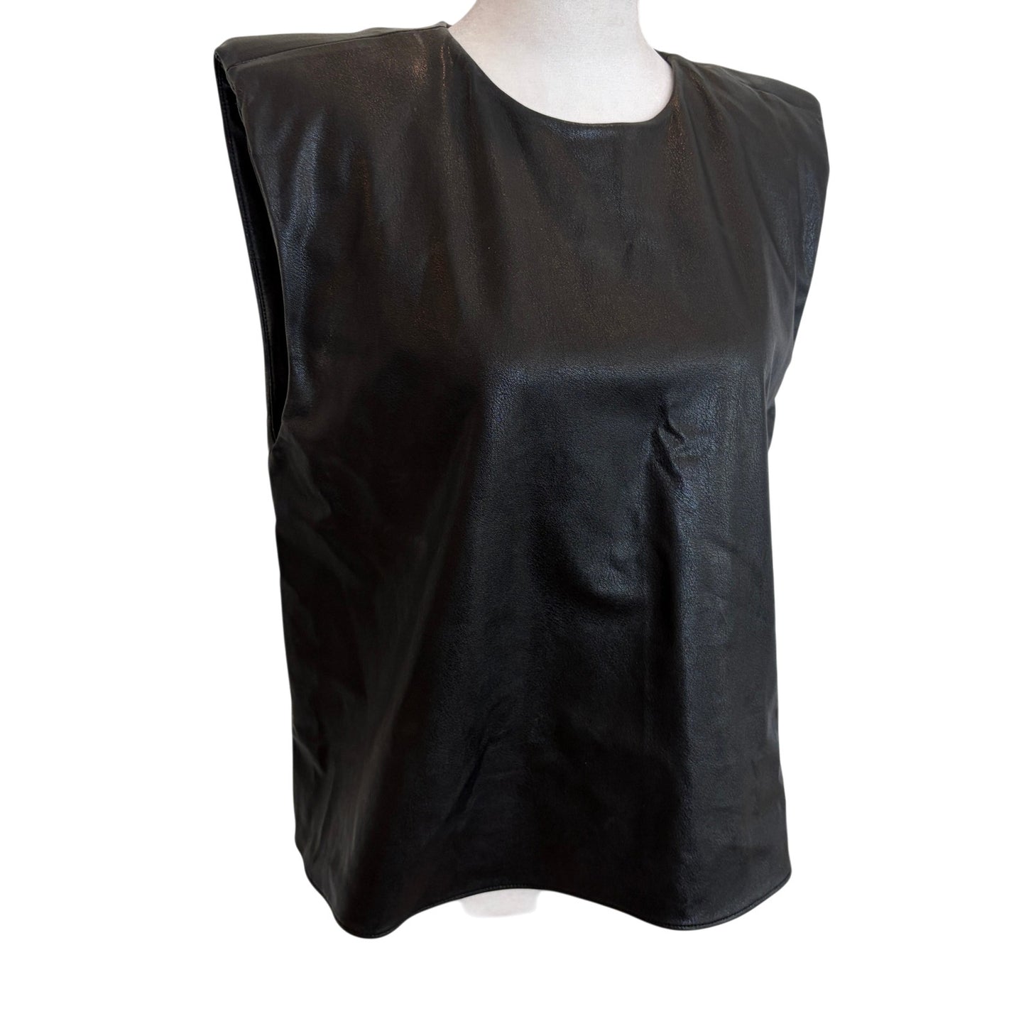 Amanda Uprichard Black Faux Leather Sleeveless Top Womens Size Small