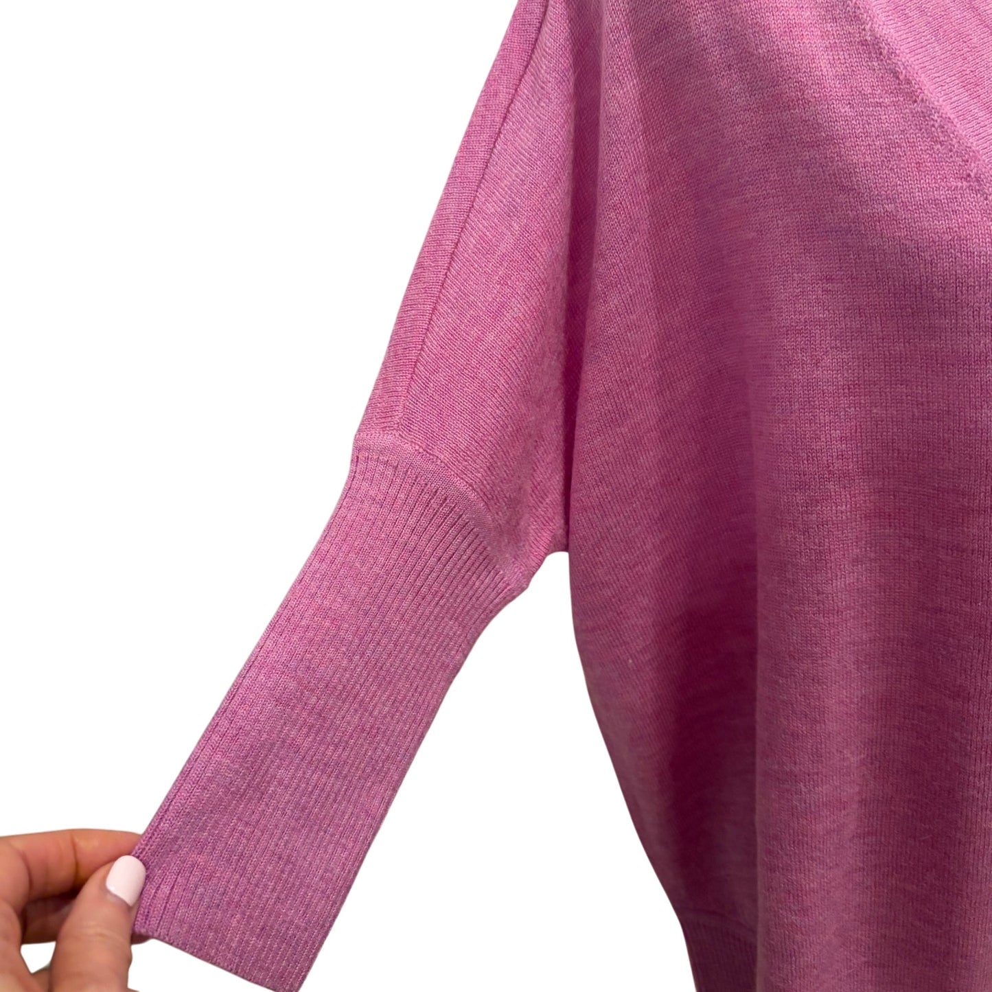 Anthropologie Pink 100% Merino Wool Boxy Short Sleeve Sweater Womens Size XS