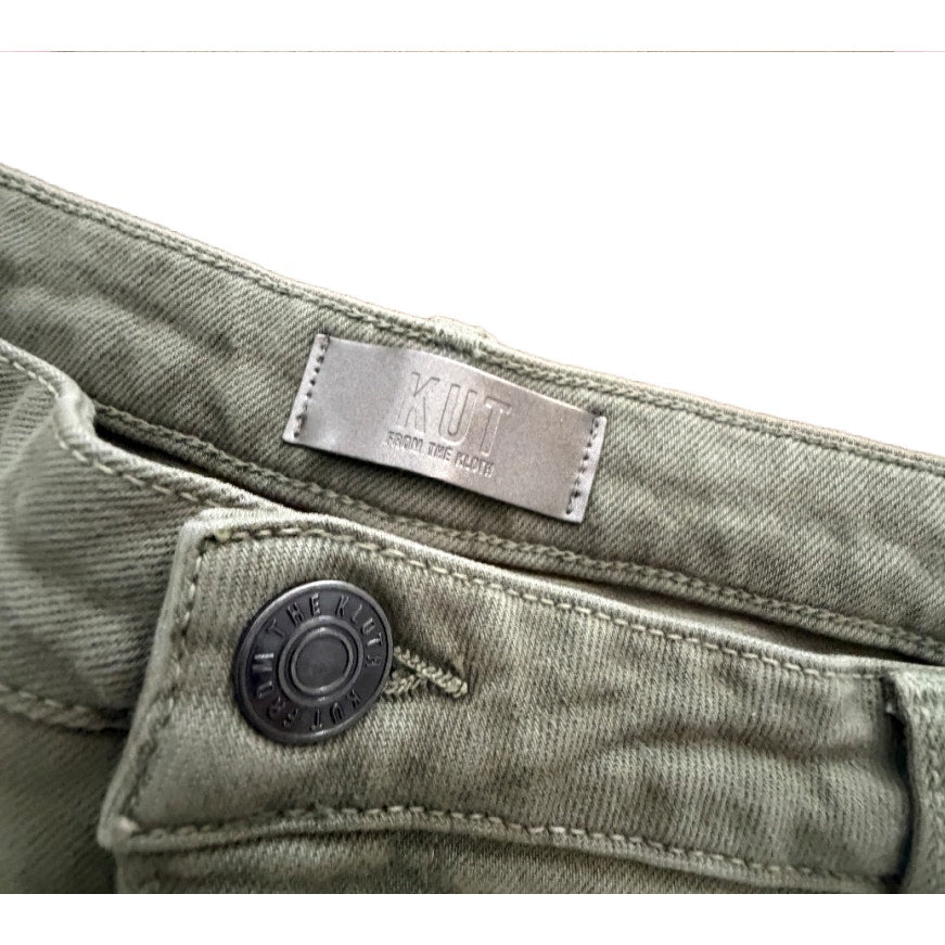 KUT FROM THE KLOTH High Rise Meg Fab Ab Wide Leg Jeans Olive Womens Size 14 NWT