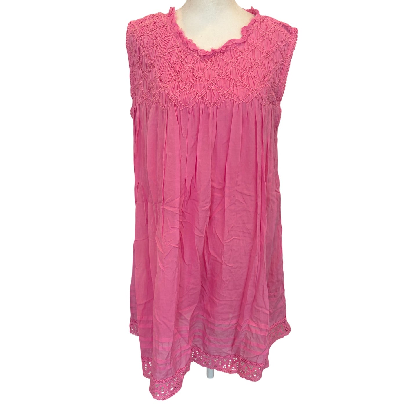 Free People Bright Pink Sleeveless Mini Shift Tank Dress Womens Size Medium