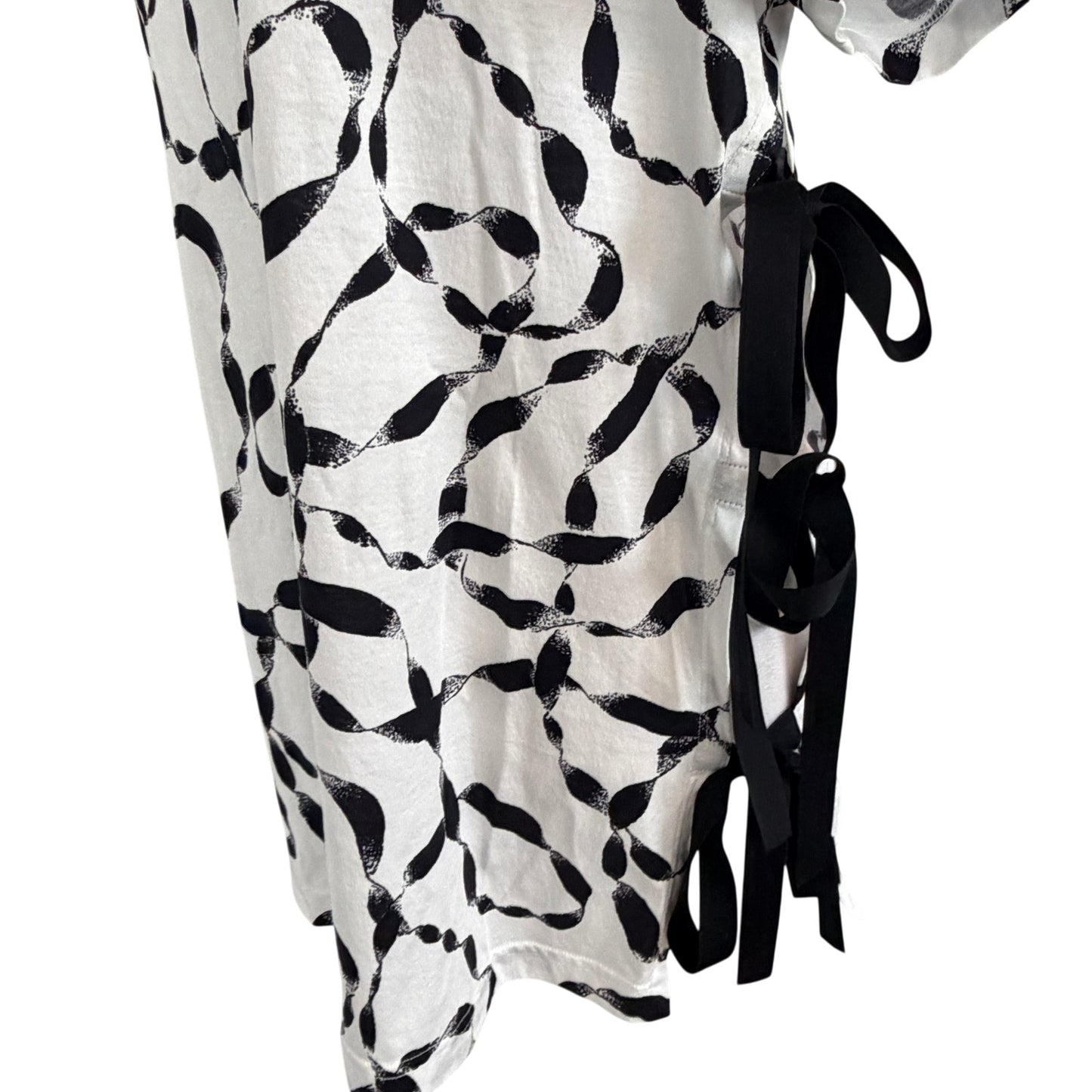 Helmut Lang White and Black Short Sleeve Top Black Side Ties Womens Size Medium