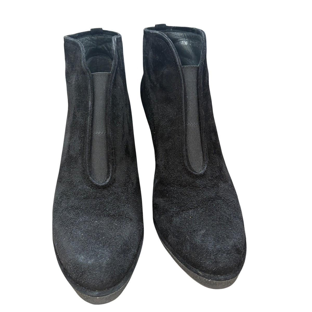 Stuart Weitzman Black Suede Bootie Heeled Slip-On Ankle Boots Womens Size 8.5