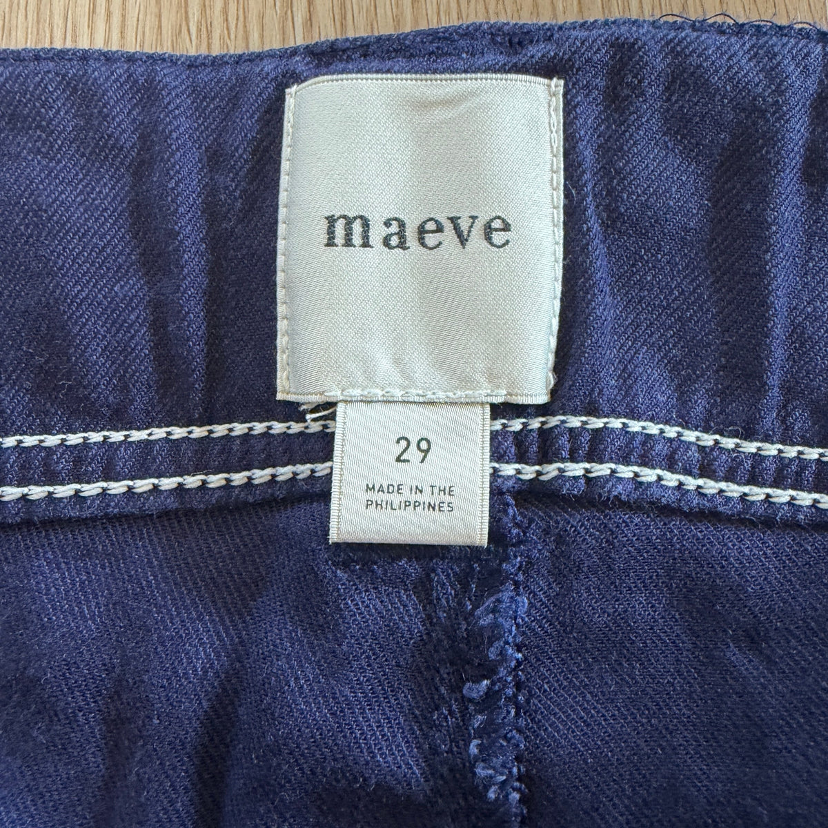 Maeve Navy Blue Linen Blend Cropped Wide Leg Pant Womens Size 29