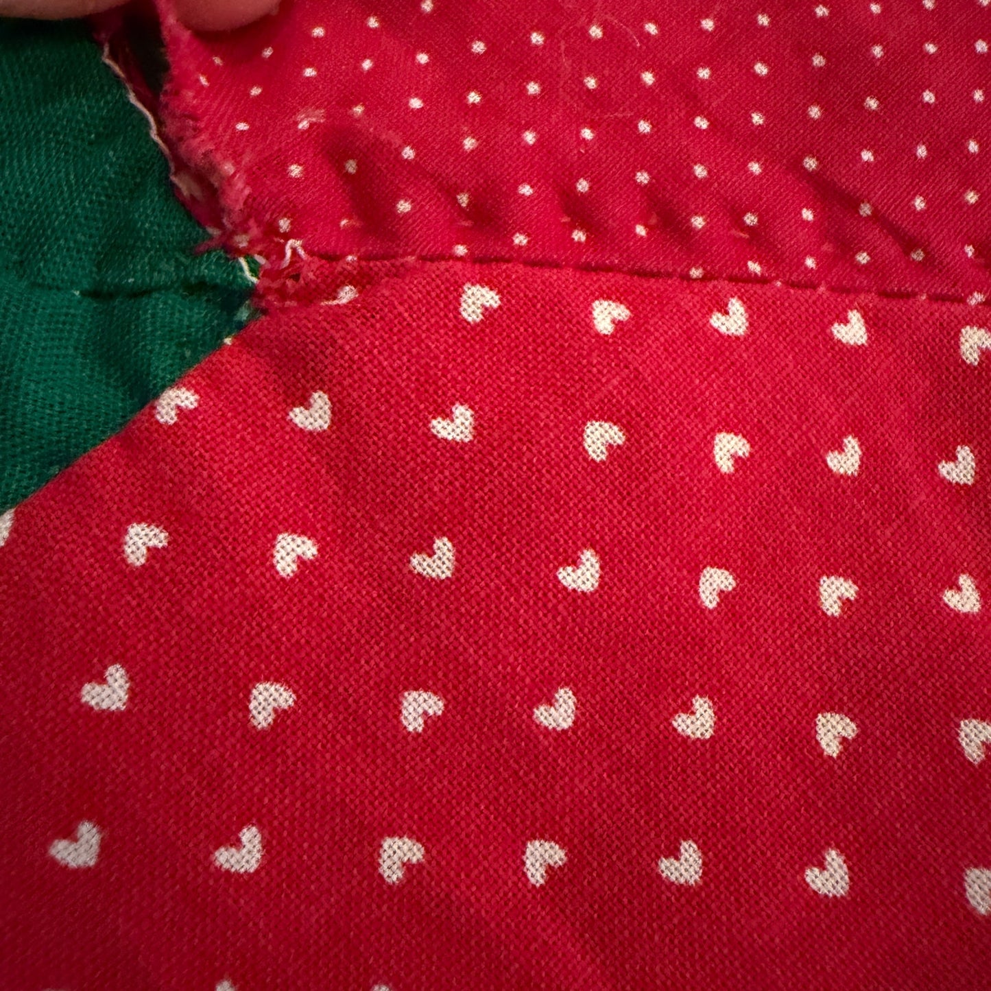 Vintage 1989 Handmade Christmas Quilt Tablecloth Prairie Point Trim 57' x 71"