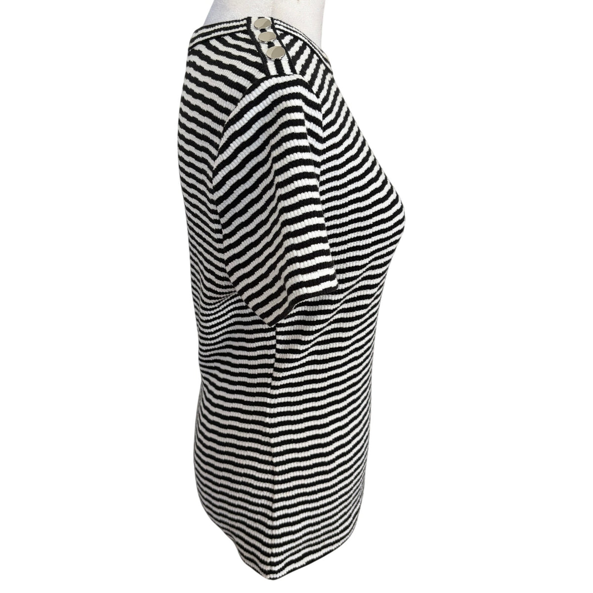 Veronica Beard Draya Black & White Striped Cotton Blend T-shirt Women Size Small