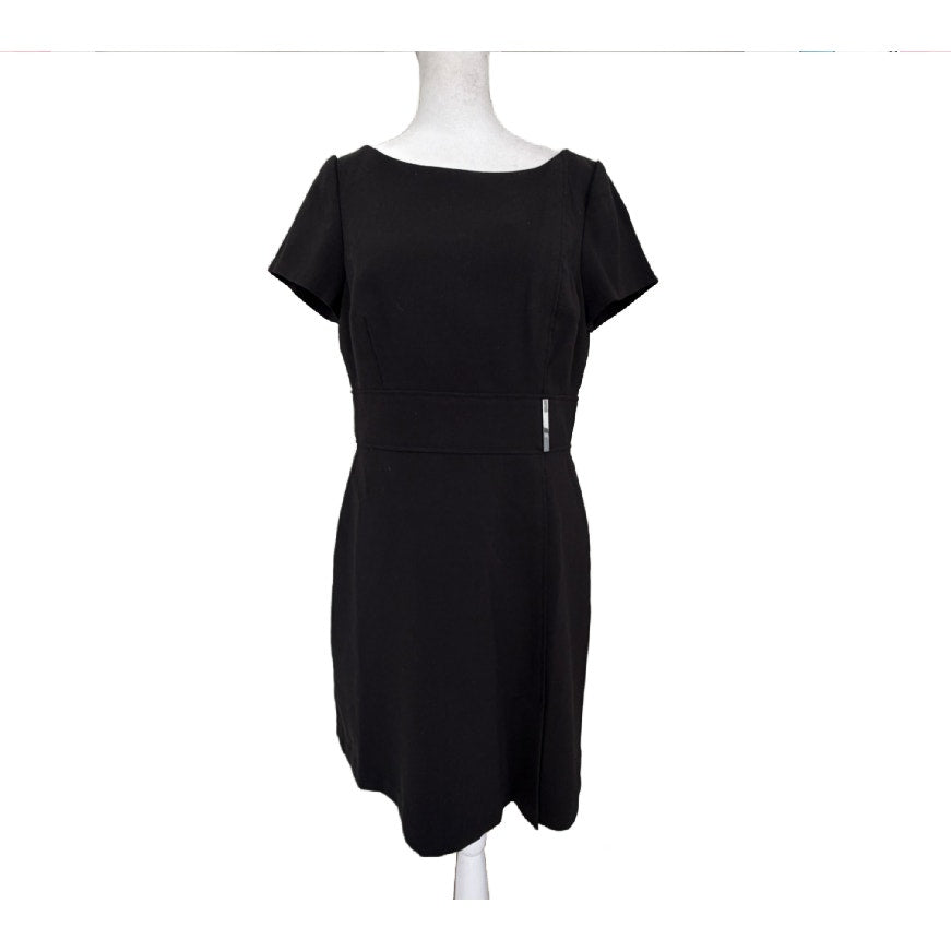 White House Black Market Classic Black Short Sleeve Sheath Dress Womens Size 8