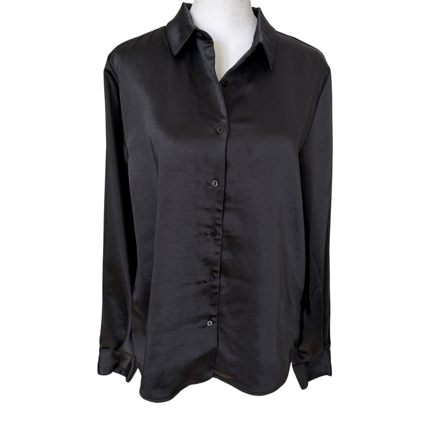 Melissa Nepton Joanna Black Long Sleeve Button Down Top Shirt Womens Size XS