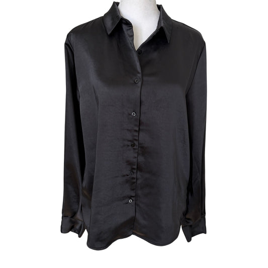 Melissa Nepton Joanna Black Long Sleeve Button Down Top Shirt Womens Size XS
