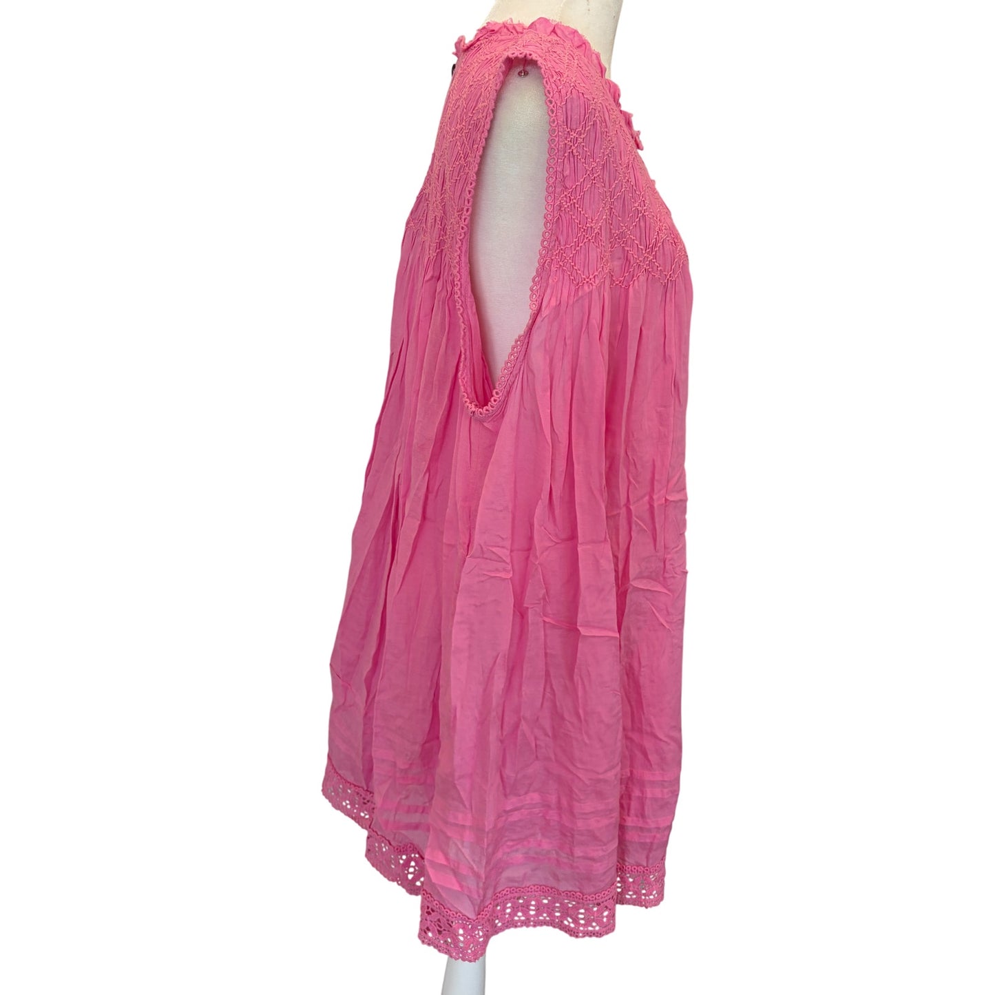 Free People Bright Pink Sleeveless Mini Shift Tank Dress Womens Size Medium