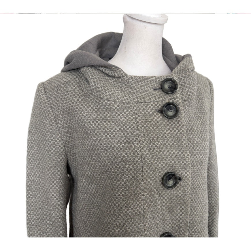 Kristen Blake Gray Hooded Wool Coat Womens Size 6
