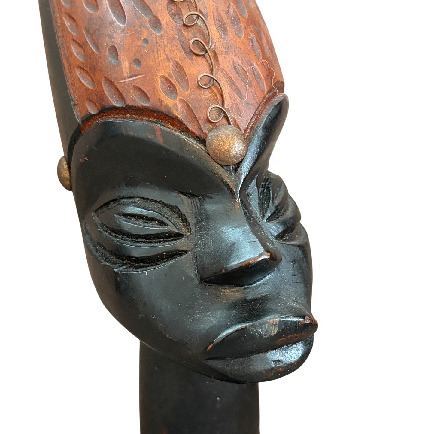 Vintage African Tribal Hand Carved Wooden Statue Figure 12" and 7" LOT of 3
