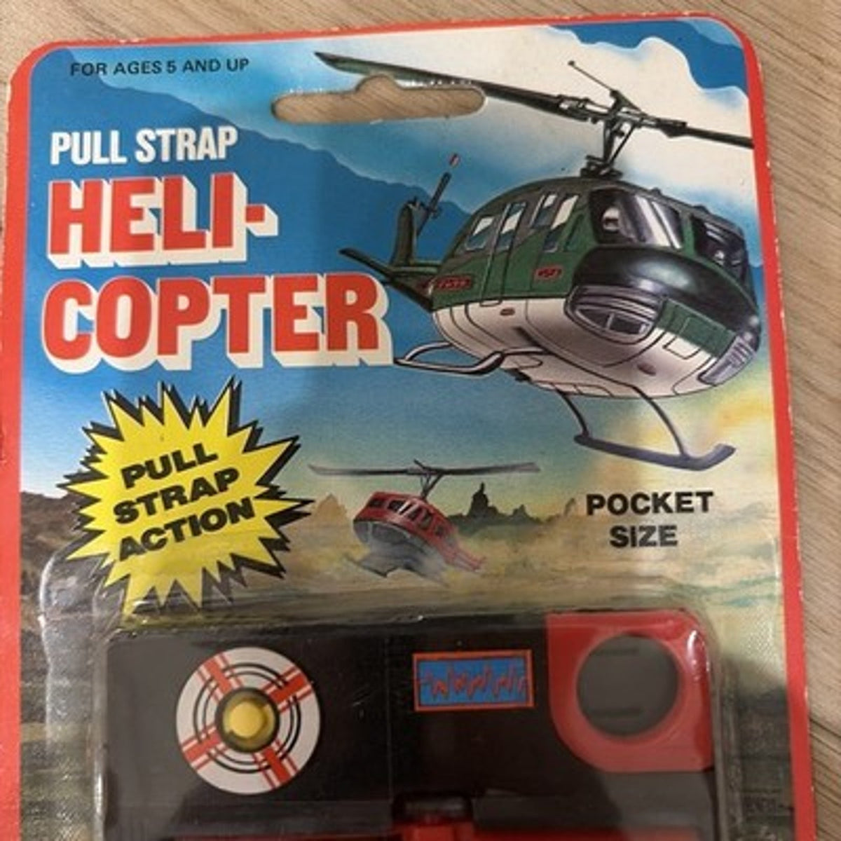 Vtg 1988 Tyco Sega Pocket Power Thunder Blade Helicopter Knock off Pull Strap