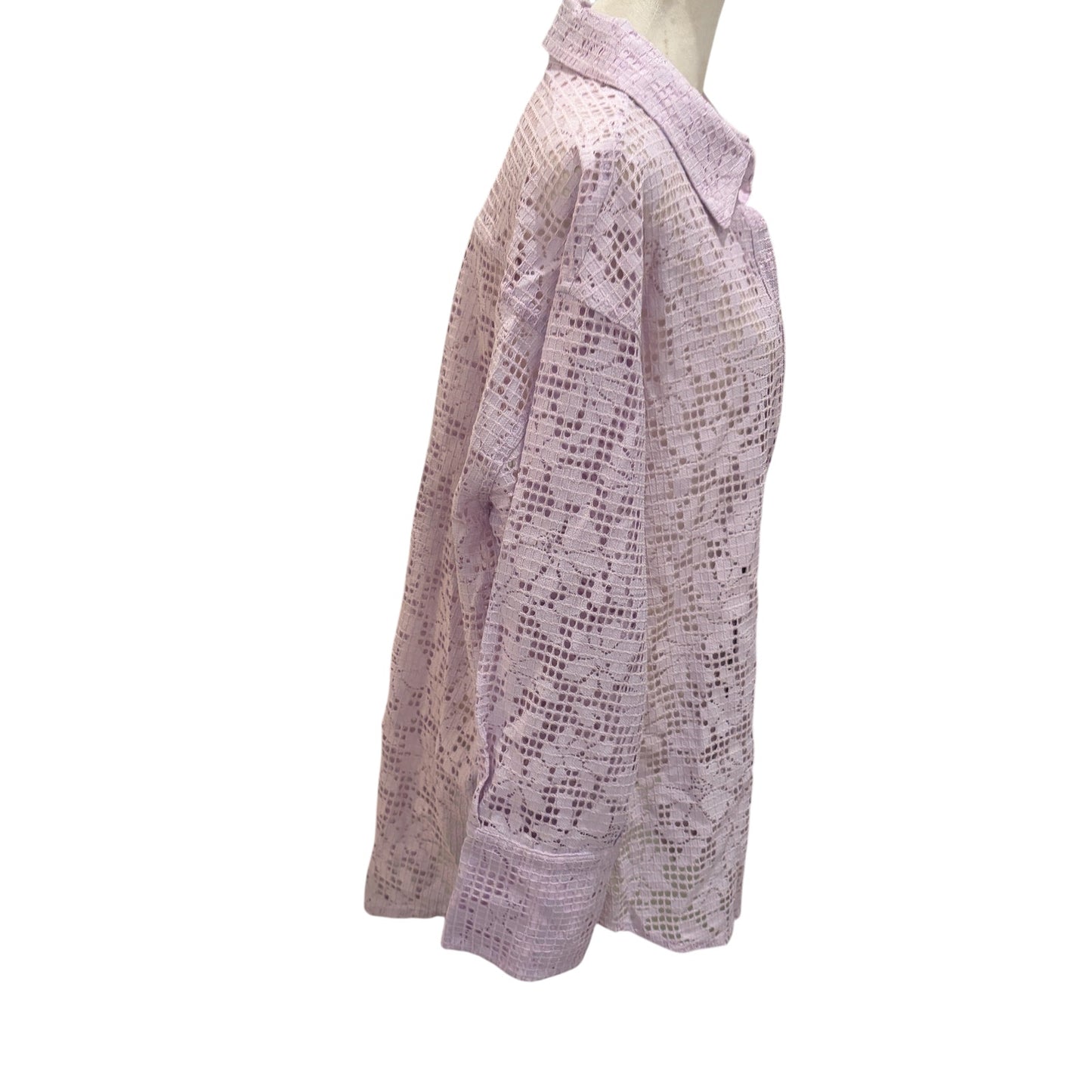 Free People Lilac Purple Button Down Crocheted Top Coverup Womens Size Small