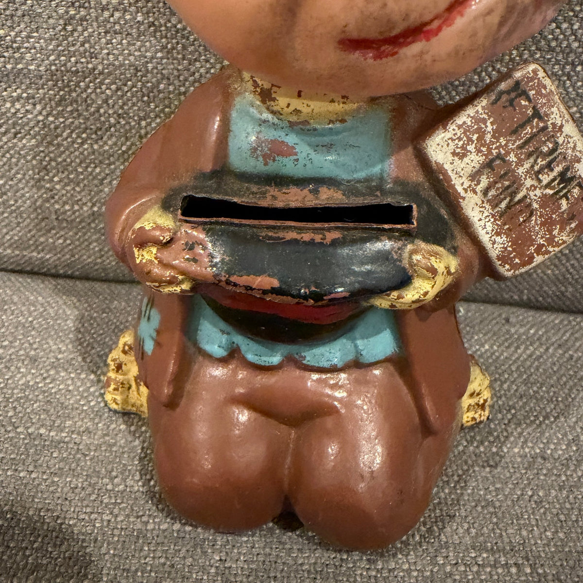 Vintage Plastic Bobblehead Bank Old Man "Retirement Fund" Made in Hong Kong