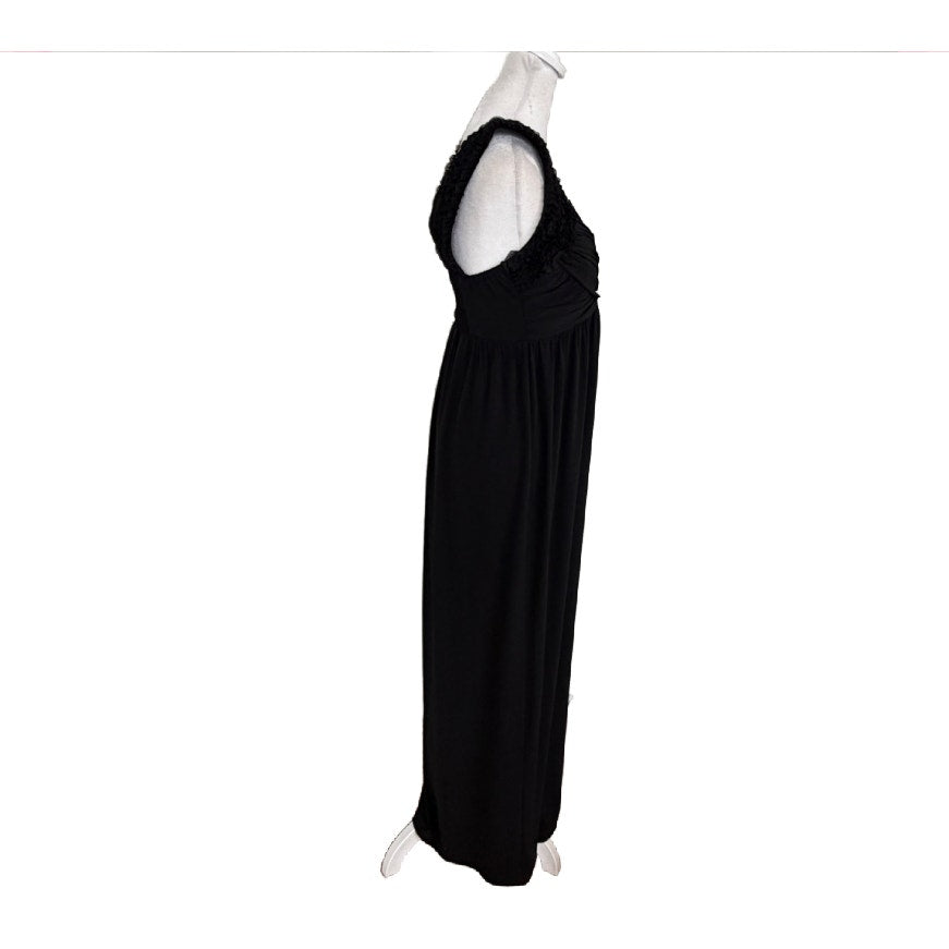 Guess Black Ruffled Lace Trim Sleeveless Maxi Dress Womens Size Small